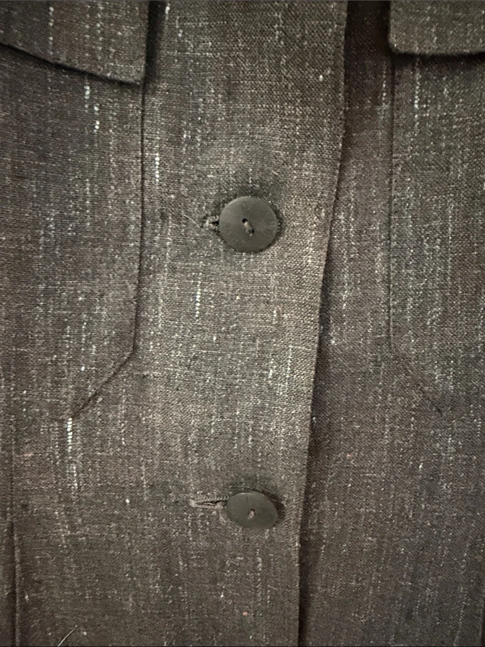 CHANEL Brown Linen Button Front Jacket Cruise 2000